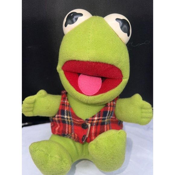 1987 McDonalds Christmas Baby Kermit The Frog PLUSH Jim Henson Muppet Babies Vtg - Picture 1 of 9